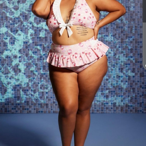 Hot Topic Other - Hello Kitty Hot Topic Pink Ruffle Skirted Swim Bottoms New Tags 5X